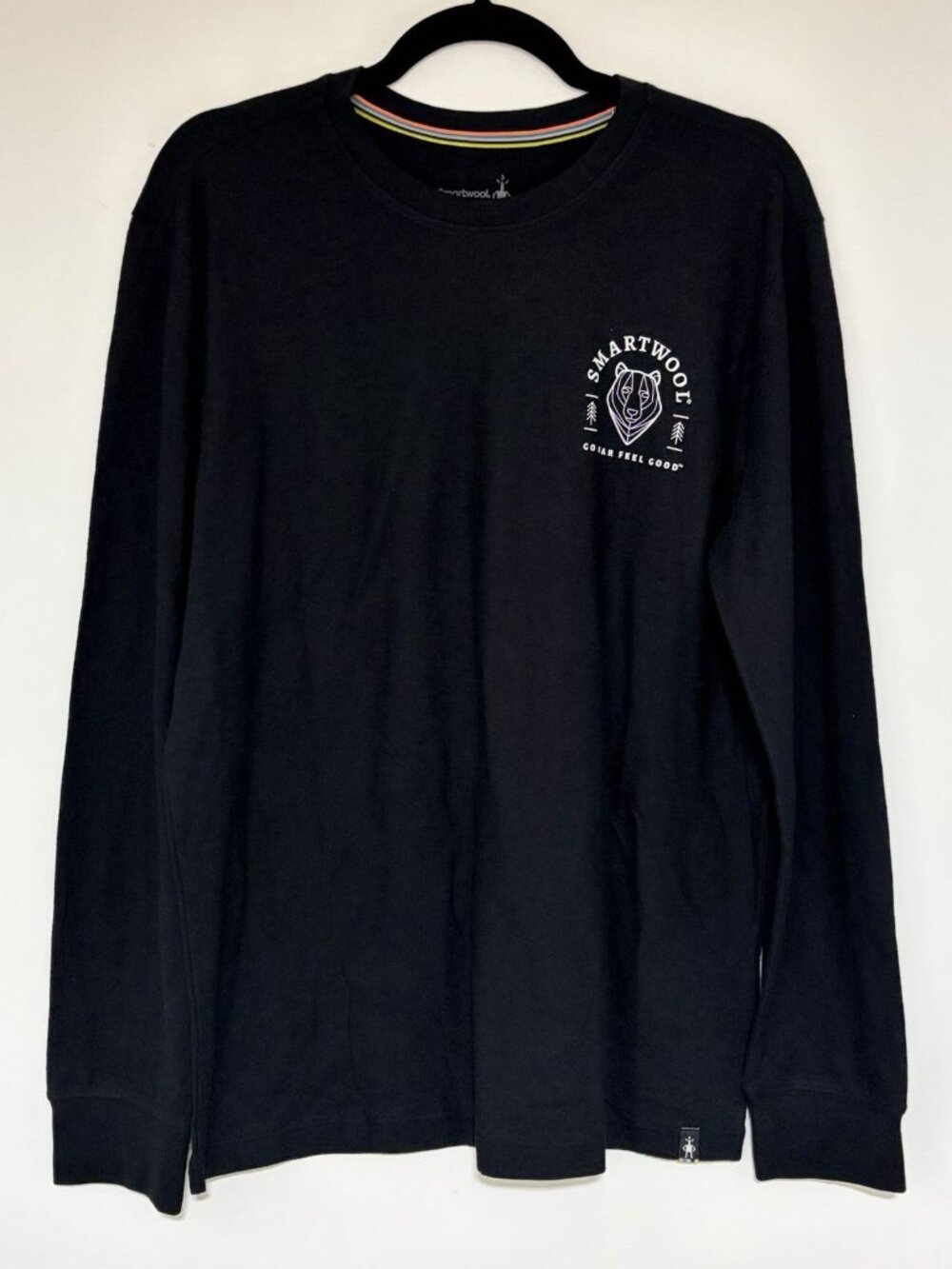 Smartwool Unisex Bear Stare Graphic Long Sleeve Tee Black Medium NWT